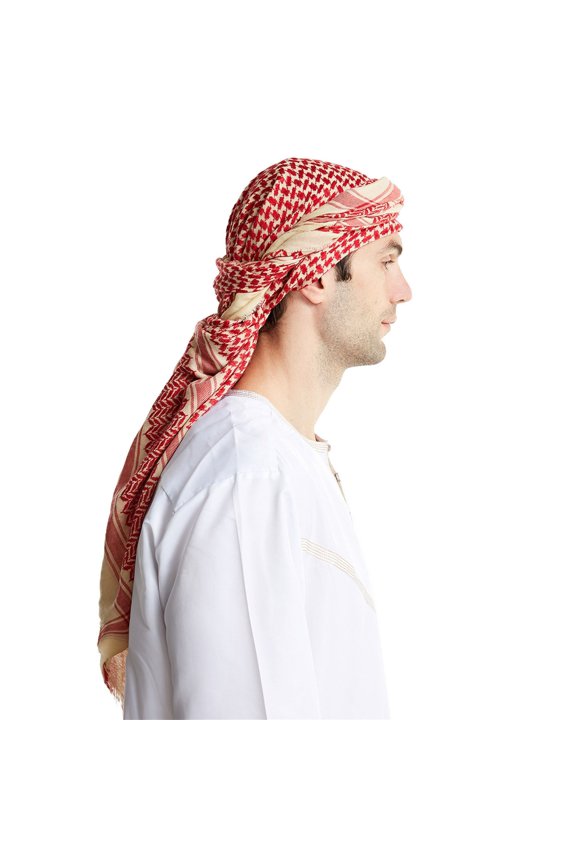 Men's Large Arab Headscarf Muslin Headcover Arabic Scarf for Outdoor Camping Accessory Men's Textured Printed High End Wool Material Turban Hat