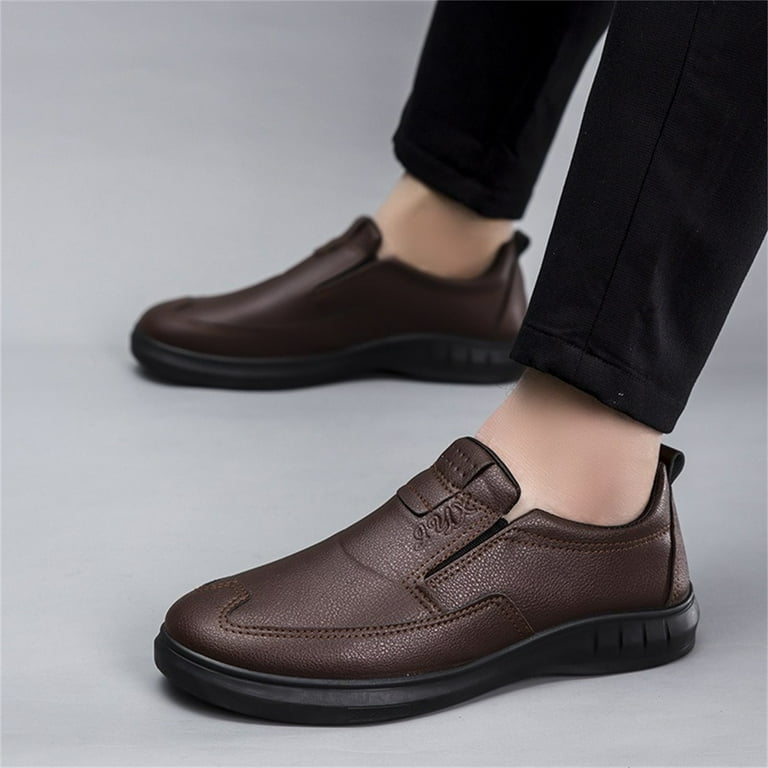 TIREOW Men's Leather Dress Walking Slip-on Shoes Comfortable
