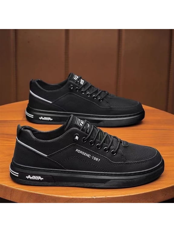 Men's Orthopedic Sneakers for Plantar Fasciitis: Lightweight Supportive Cushioned Walking Shoes for Flat Feet and High Arch, Comfortable Arch Support Shoes (9, Black)