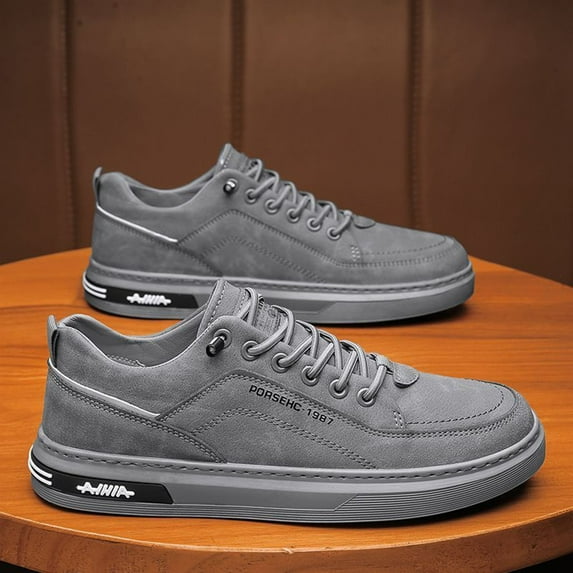 TIREOW Men's Orthopedic Sneakers for Plantar Fasciitis: Lightweight Supportive Cushioned Walking Shoes for Flat Feet and High Arch, Comfortable Arch Support Shoes (8, Grey)