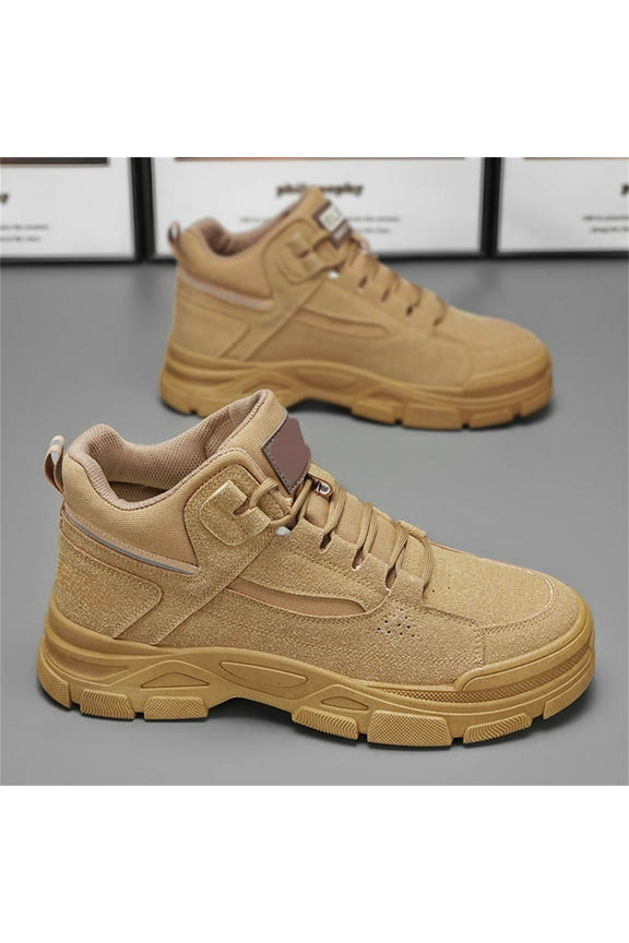 Men's Slip On Walking Sneakers Comfortable Hiking High Top Boots Lightweight Shoes Causal Chukka Boots Outdoor Walking Shoes Fashion Men's Boots Work Boots (10.5, Brown)