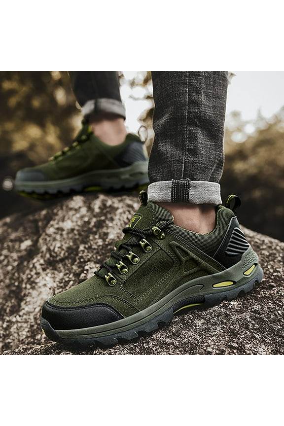 Men's Sneakers Outdoor Sports Climbing Hiking Shoes Lightweight Waterproof Trekking Suede Non-Slip Running Shoes Mens All Season Camping Climbing Shoes (9, Green)