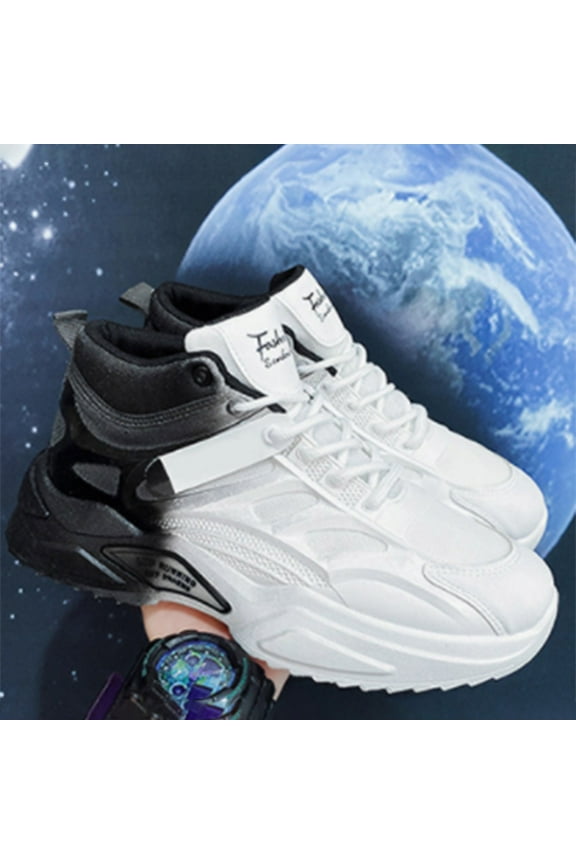 Mens Sneakers High Top Gradient Design Shoes Athletic Walking Mesh Breathable Lightweight Fashion Casual Sports Shoes Lace Up Running Shoes (10, Black)