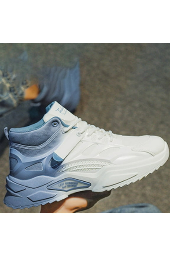 Mens Sneakers High Top Gradient Design Shoes Athletic Walking Mesh Breathable Lightweight Fashion Casual Sports Shoes Lace Up Running Shoes (8.5, Light Blue)