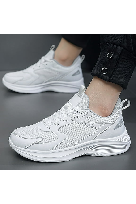 Mens Sneakers Mesh Comfortable and Breathable Running Shoes Non-Slip Wear-Resistant Shock Absorption Suitable for Various Indoor and Outdoor Sports (12.5, White)