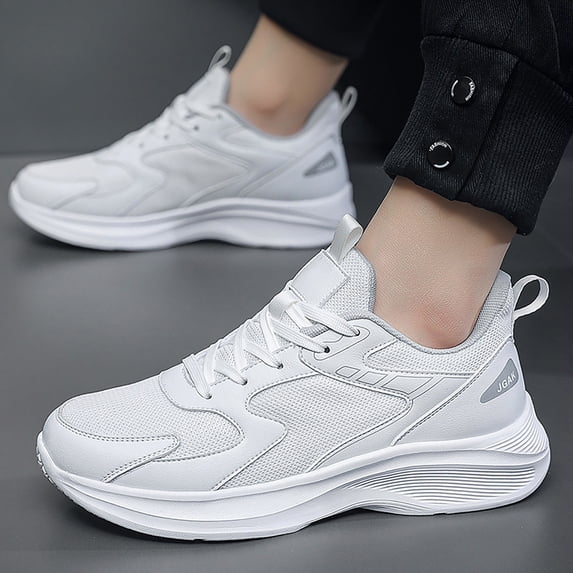 TIREOW Mens Sneakers Mesh Comfortable and Breathable Running Shoes Non-Slip Wear-Resistant Shock Absorption Suitable for Various Indoor and Outdoor Sports (12.5, White)