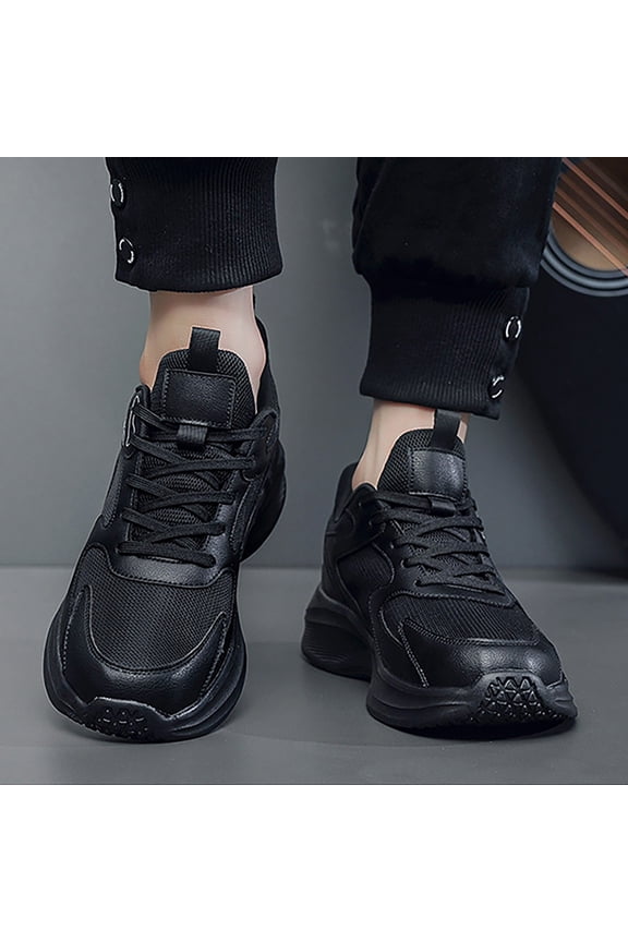 Mens Sneakers Mesh Comfortable and Breathable Running Shoes Non-Slip Wear-Resistant Shock Absorption Suitable for Various Indoor and Outdoor Sports (13, Black)