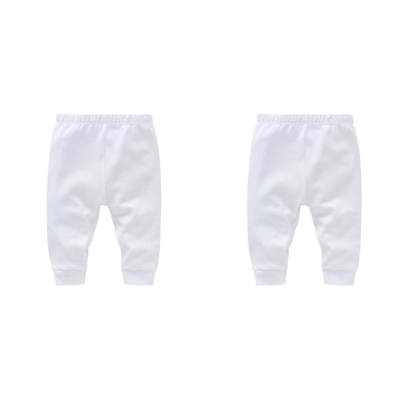 TIREOW Solid Baby Sweatpants,Unisex Baby Toddler Cotton Crawling Pants for Baby Boys Girls Solid Color Loose and Comfortable Pant(0-3 Months,White)