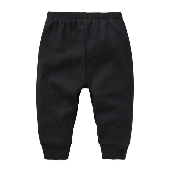 TIREOW Solid Baby Sweatpants,Unisex Baby Toddler Cotton Crawling Pants for Baby Boys Girls Solid Color Loose and Comfortable Pant(6-9 Months,Black)