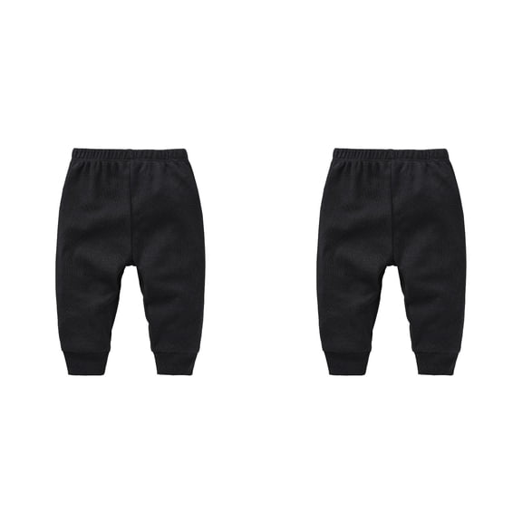 TIREOW Solid Baby Sweatpants,Unisex Baby Toddler Cotton Crawling Pants for Baby Boys Girls Solid Color Loose and Comfortable Pant(9-12 Months,Black)