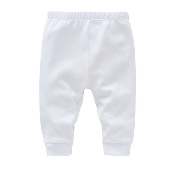 TIREOW Solid Baby Sweatpants,Unisex Baby Toddler Cotton Crawling Pants for Baby Boys Girls Solid Color Loose and Comfortable Pant(9-12 Months,White)