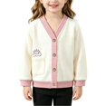 thumbnail image 1 of TIREOW Toddler Baby Girls Knit Cardigan Coat Button Down V Neck Long Sleeve Sweater with Cute Embroidery Lightweight Sweaters Jacket, 1 of 4