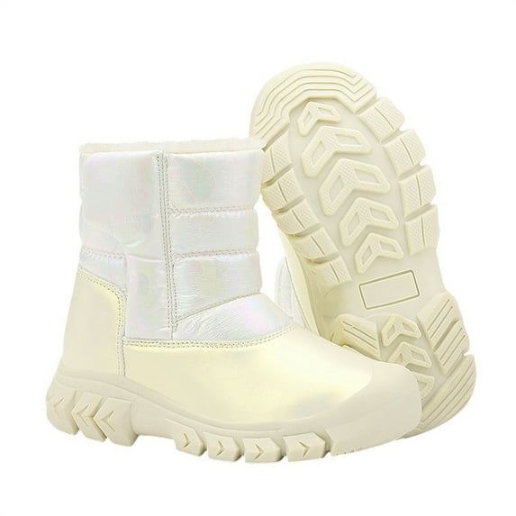TIREOW Toddler Winter Snow Boots for Boys Girls Warm Fur Walking Shoes Baby Booties Kids Button Boots Outdoor Non Slip Cold Weather Shoes Outdoor Shoes