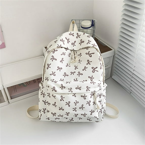 TIREOW Women Bow Backpack Coquette Large Capacity Kawaii Aesthetic Japanese Nylon Backpack Cute College Laptop Bag Fashion Travel Daypack with Cute Accessories