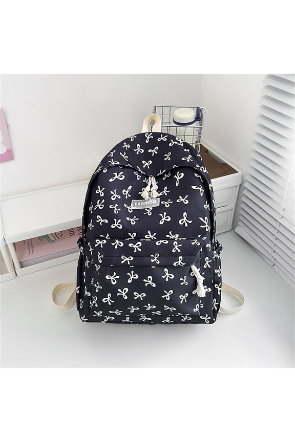Women Bow Backpack Coquette Large Capacity Kawaii Aesthetic Japanese Nylon Backpack Cute College Laptop Bag Fashion Travel Daypack with Cute Accessories