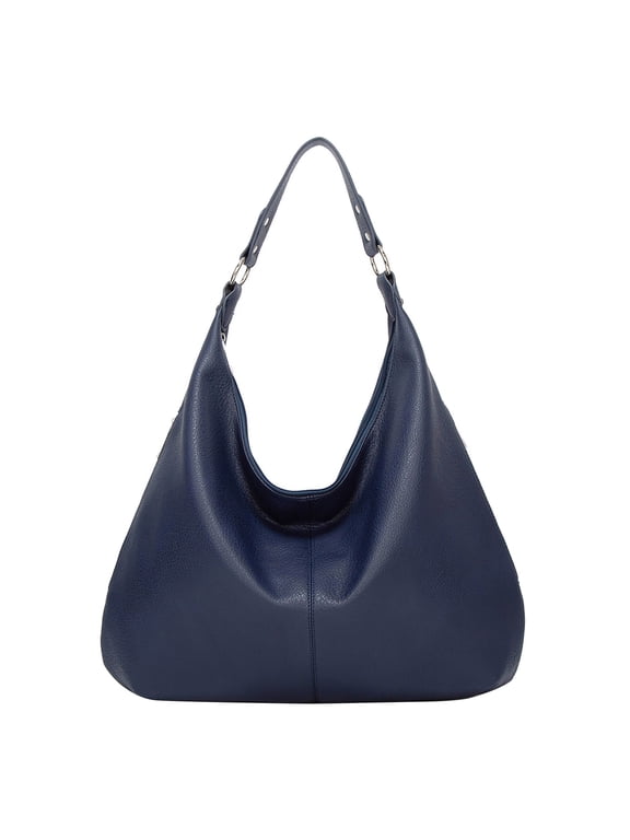 Women Crescent Small Tote Trendy Shoulder Bags Vegan Leather Hobo Handbag Slouchy Tote Cute Clutch Purses Travel with Double Zipper Design