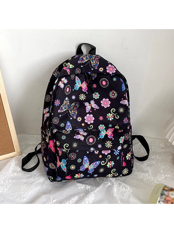Women Men Large Bag Laptop Pack Travel Backpacks Outdoor Butterflies Flying Silhouettes Laptop Backpack Commuter Back Pack Casual Daypack Bags with Side Pockets