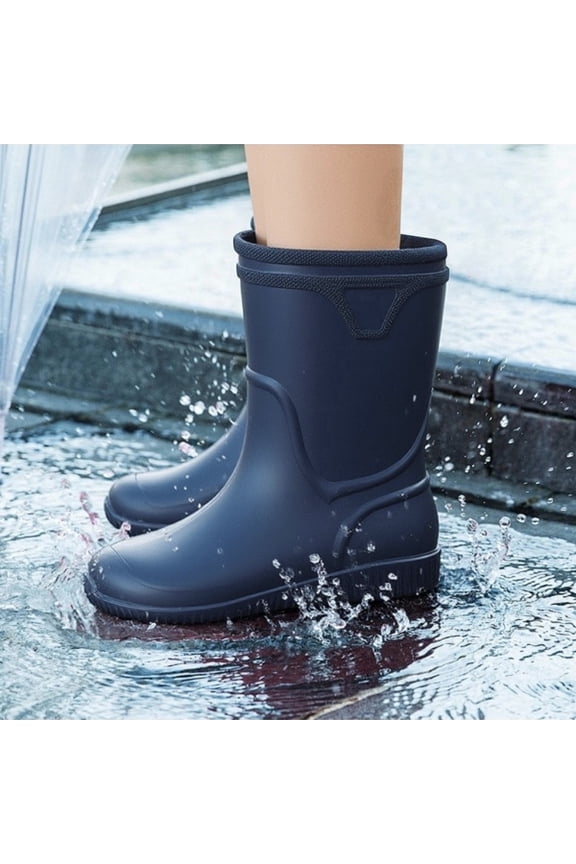 Women Men Rain Boots Waterproof Garden Solid Color Rubber Boots Non-Slip Width Mid-Calf Comfort Lightweight Platform Short Boots Ankle Rainboots Boots Mud Boots