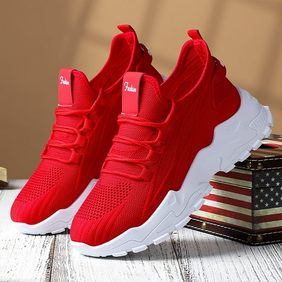 TIREOW Women’s Fashion Athletic Running Slip-on Sneakers - Breathable Mesh Lace - Up Shoes with White Soft Sole and Stylish Accents Tennis Sneakers