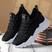 TIREOW Women s Fashion Athletic Running Slip-on Sneakers - Breathable Mesh Lace - Up Shoes with White Soft Sole and Stylish Accents  Tennis Sneakers