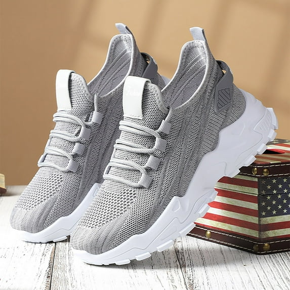 TIREOW Women’s Fashion Athletic Running Slip-on Sneakers - Breathable Mesh Lace - Up Shoes with White Soft Sole and Stylish Accents Tennis Sneakers