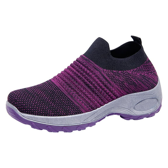 TIREOW Women's Walking Slip On Shoes Sock Breathable Knitted Sneakers - Mesh Air Cushion Lady Girls Modern Jazz Dance Easy Shoes Platform Loafers Footwear