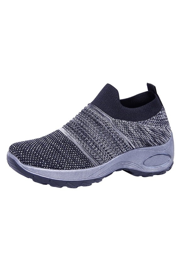 Women's Walking Slip On Shoes Sock Breathable Knitted Sneakers - Mesh Air Cushion Lady Girls Modern Jazz Dance Easy Shoes Platform Loafers Footwear