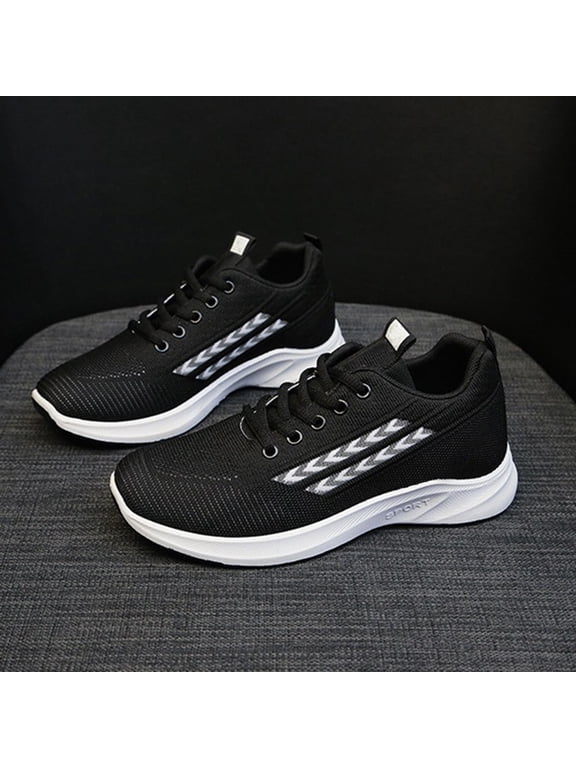 Womens Mens Orthopedic Bowling Shoes Comfortable Breathable Athletic Universal Slide Soles Tennis Shoe Light-Weight Mesh Athletic Slip on Sneakers (8, Black)