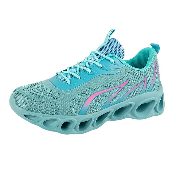 TIREOW Womens Neuropathy Wide Slip Resistant Softsfeel Relieve Foot Pain Perfect Walking Shoes Orthopedic Sneakers Slip on Running Shoes (11.5, Light Blue)