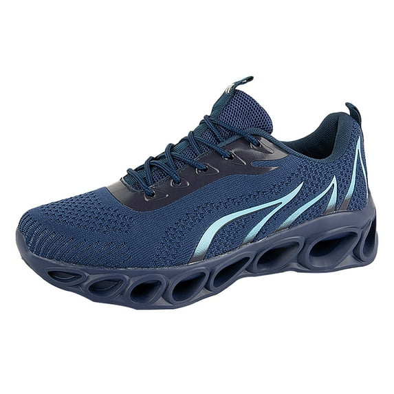 TIREOW Womens Neuropathy Wide Slip Resistant Softsfeel Relieve Foot Pain Perfect Walking Shoes Orthopedic Sneakers Slip on Running Shoes (11, Dark Blue)