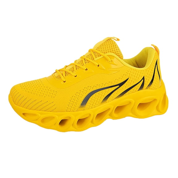 TIREOW Womens Neuropathy Wide Slip Resistant Softsfeel Relieve Foot Pain Perfect Walking Shoes Orthopedic Sneakers Slip on Running Shoes (10, Yellow)