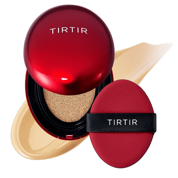 TIRTIR Mask Fit Red Cushion Foundation | Full coverage, Weightless, Skin fit, Satin Glow Finish, Korean Makeup Cushion Foundation (#22W SHEER BEIGE, 0.63 Fl Oz)