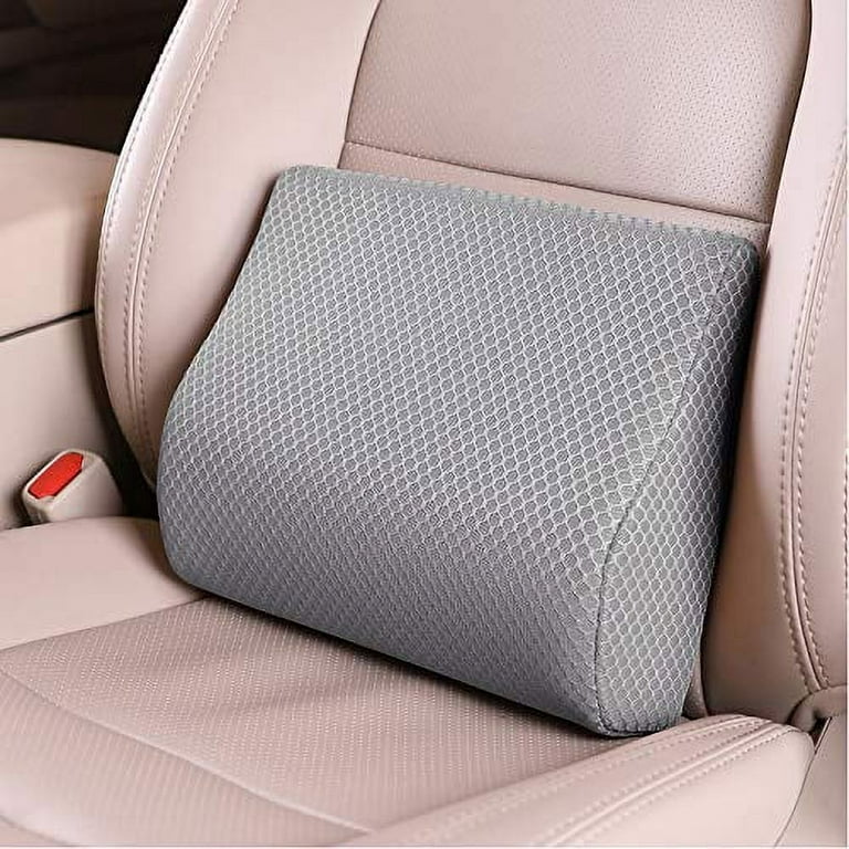 TISHIJIE Memory Foam Lumbar Support Pillow for Car - Mid/Lower Back Support  Cushion for Car Seat (Gray)