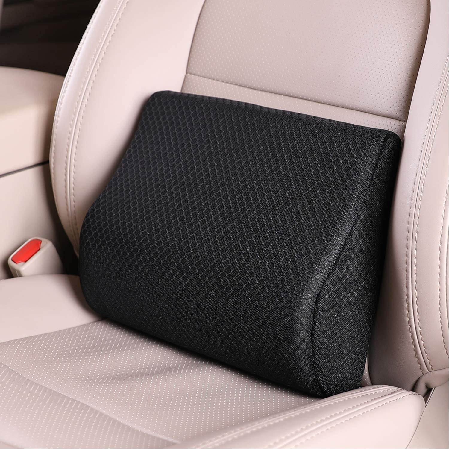 TISHIJIE Memory Foam Lumbar Support Pillow for Car - Mid/Lower Back Support  Cushion - for Car Seat, Office Chair, Recliner Etc. 