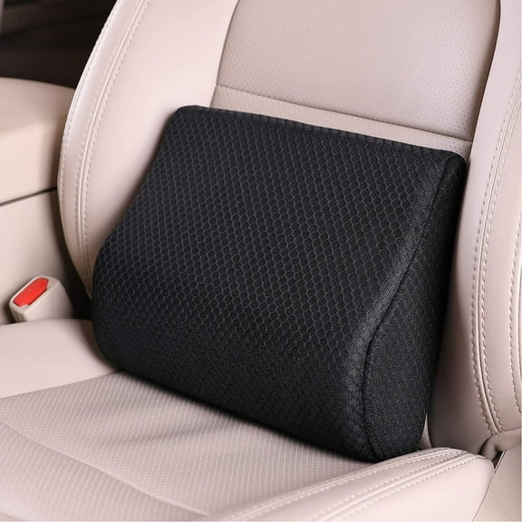TISHIJIE Memory Foam Lumbar Support Pillow for Car - Mid/Lower Back Support Cushion - for Car Seat, Office Chair, Recliner Etc.