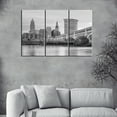 thumbnail image 1 of TISHIRON 3PCS Framed Canvas Wall Art Set,36"x24" Black and White Cleveland Cityscape Canvas Art Decor, 1 of 7