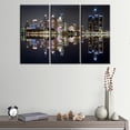 thumbnail image 1 of TISHIRON 3PCS Framed Canvas Wall Art Set,36"x24" Detroit Skyscrapers Night Scene Canvas Art Decor, 1 of 7