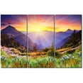 thumbnail image 1 of TISHIRON 3PCS Framed Canvas Wall Art Set,36"x24" Majestic Sunset Mountains Landscape Canvas Art Decor, 1 of 7