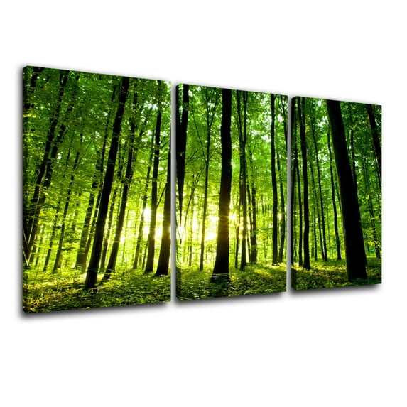 TISHIRON 3PCS Framed Canvas Wall Art Set,36"x24" Sunlight Through The Tree Canvas Art Decor