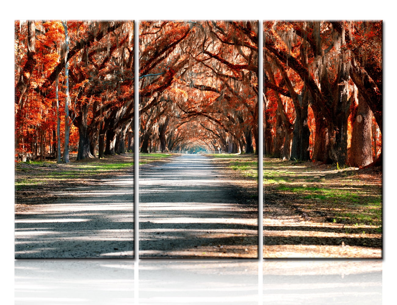 TISHIRON 3PCS Framed Canvas Wall Art Set,42"x28" Autumn Forest Leaves ...