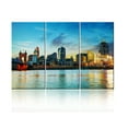 thumbnail image 1 of TISHIRON 3PCS Framed Canvas Wall Art Set,42"x28" Cincinnati Downtown at Night Canvas Art Decor, 1 of 7