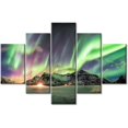thumbnail image 1 of TISHIRON 5PCS Framed Aurora Borealis Landscape Theme Canvas Wall Art Set,60"x40" Skagsanden Beach Aurora Borealis Wall Canvas Art Decor, 1 of 7