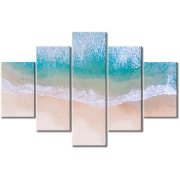 TISHIRON 5PCS Framed Beach Theme Canvas Wall Art Set,50"x24" Beach Landscape Wall Canvas Art Decor