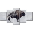 thumbnail image 1 of TISHIRON 5PCS Framed Bison Theme Canvas Wall Art Set,60"x32" Bison Forest Wall Canvas Art Decor, 1 of 7