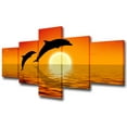 thumbnail image 1 of TISHIRON 5PCS Framed Canvas Wall Art Set,50"x24" Dolphin Jump at Sunrise Canvas Art Decor, 1 of 7