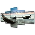 thumbnail image 1 of TISHIRON 5PCS Framed Canvas Wall Art Set,50"x24" Fisherman Boat at The Beach Canvas Art Decor, 1 of 7