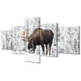 thumbnail image 1 of TISHIRON 5PCS Framed Canvas Wall Art Set,50"x24" Moose in Snow Canvas Art Decor, 1 of 7