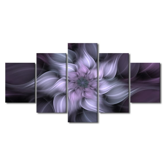TISHIRON 5PCS Framed Canvas Wall Art Set,60"x32" Abstract Purple Flower Canvas Art Decor