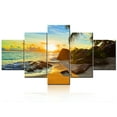 thumbnail image 1 of TISHIRON 5PCS Framed Canvas Wall Art Set,60"x32" Island Sunset Beach Canvas Art Decor, 1 of 7