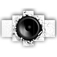 thumbnail image 1 of TISHIRON 5PCS Framed Canvas Wall Art Set,60"x32" Music Loudspeaker Canvas Art Decor, 1 of 7